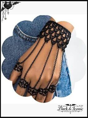 Gothic Punk Chain Bracelet with Ring Finger Wrist Chain